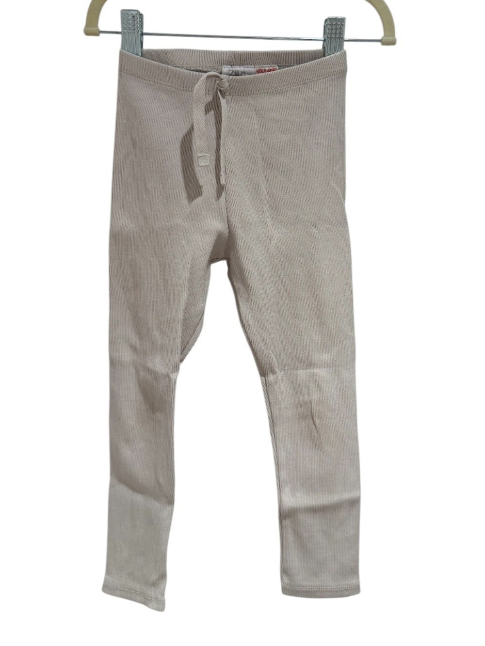 ZARA light grey/cloud white ribbed leggings - size 3-4